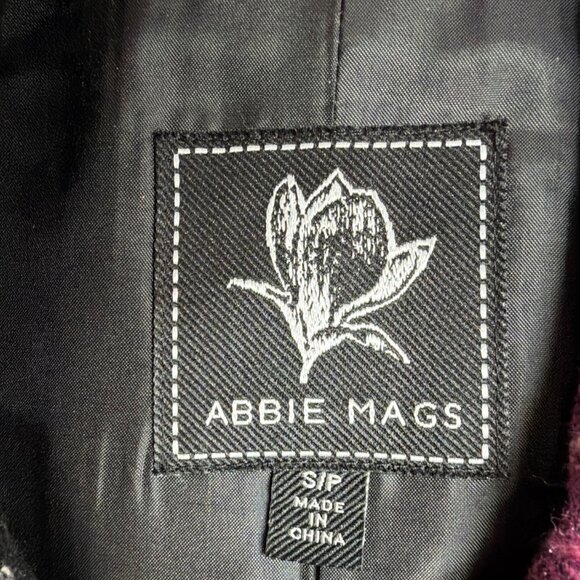 Abbie Mags Womens Black & Pink Plaid Wool Blend Button-Up Coat Retro Chic Size S - Picture 9 of 12